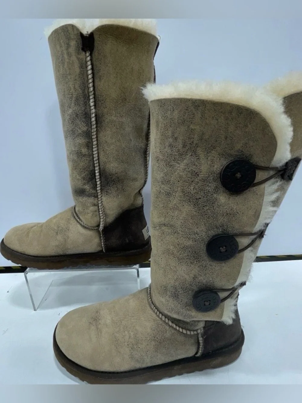 Ugg Boots, Tall Bailey Button Triplet Sand Sheepskin Button US 8